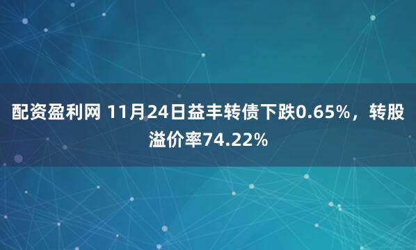 配资盈利网 11月24日益丰转债下跌0.65%，转股溢价率74.22%
