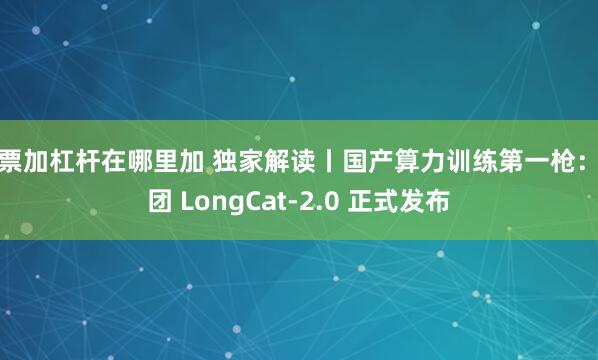 股票加杠杆在哪里加 独家解读丨国产算力训练第一枪：美团 LongCat-2.0 正式发布